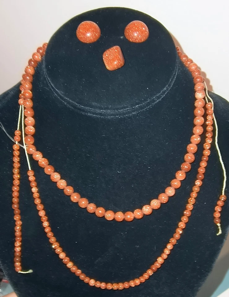 Lote para hacer joyas estilo boho pulidas redondas de piedra dorada marrón vintage  Foto 2 de 4