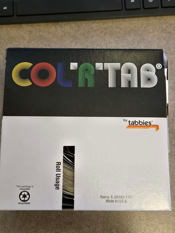 Tabbies Col'r'tab letter E 12100 Series 1-1/2"x1-1/2" 500/Roll NIB
