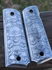 Skulls Engraved Full Size 1911 Aluminum Grips Custom Design