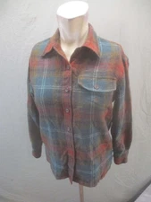 Ralph Lauren Size SP Womens Multicolor Plaid 100% Wool Vintage Buttons Shirt 426
