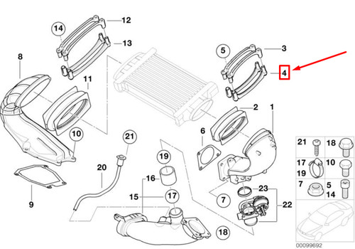 NEW OEM MINI COOPER S R53 CHARGE AIR COOLER CLAMP BOTTOM 17511516836 ...