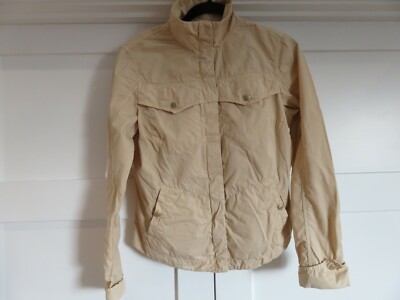 ESCADA SPORT HÜBSCHE SANDFARBENE ELEGANTE LÄSSIGE UNGEFÜTTERTE JACKE AUS 100 % BAUMWOLLE UK 10