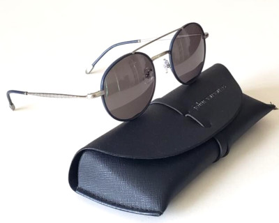 JOHN VARVATOS  ARTISAN  V799 ROUND NAVY SILVER/GREY  LENS SUNGLASSES 52-21 JAPAN