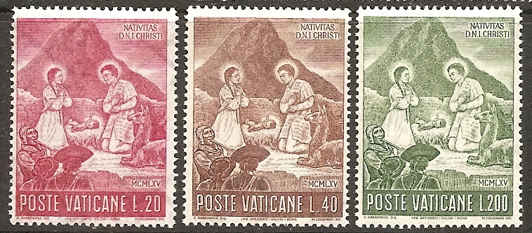 Vatican  Scott #420 - 422 Mint Never Hinged 1965 Christmas Set