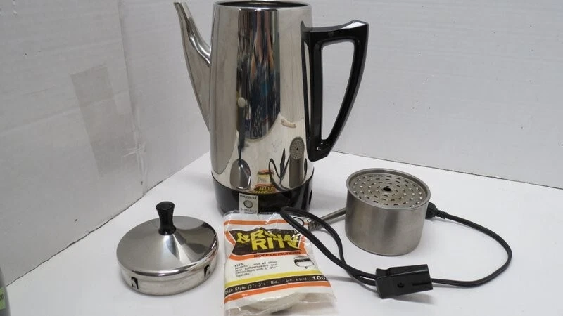 Vintage Presto Electric Percolator 12 Cup Stainless Steel Coffee Maker  0281105