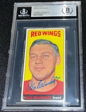 ALEX DELVECCHIO SIGNED 1964-65 TOPPS RED WINGS CARD BECKETT AUTO GRADE 10 043