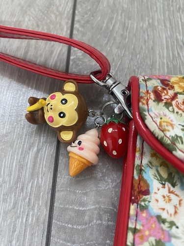 Irregular Choice Lola Bow Red Gingham/Floral Print Clutch/Shoulder Bag, Charms - Picture 4 of 13