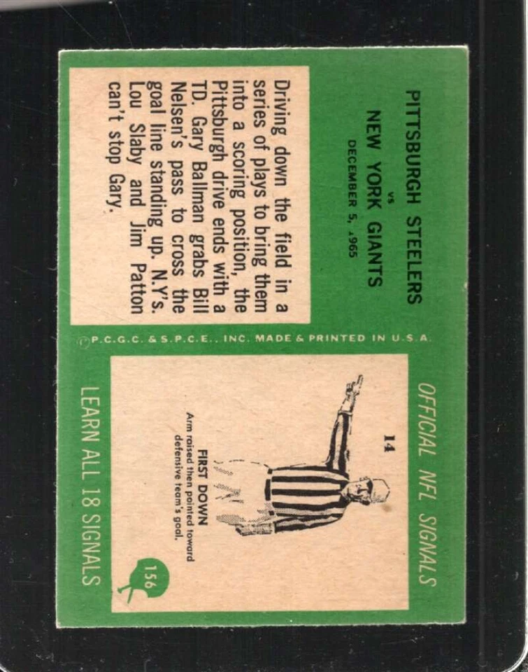 1966 PHILADELPHIA #156 GARY BALLMAN EX STEELERS STEELERS PLAY *X39793 - Image 2 of 2