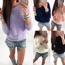   Women Fleece Long Sleeve Tops Jumper Sweater Ladies Casual Loose Shirt Pullover