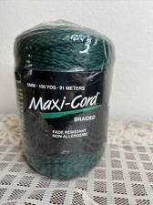 Maxi-Cord Dark Green Braided Polypropylene 6mm 100 Yards Macrame Crafts USA NOS
