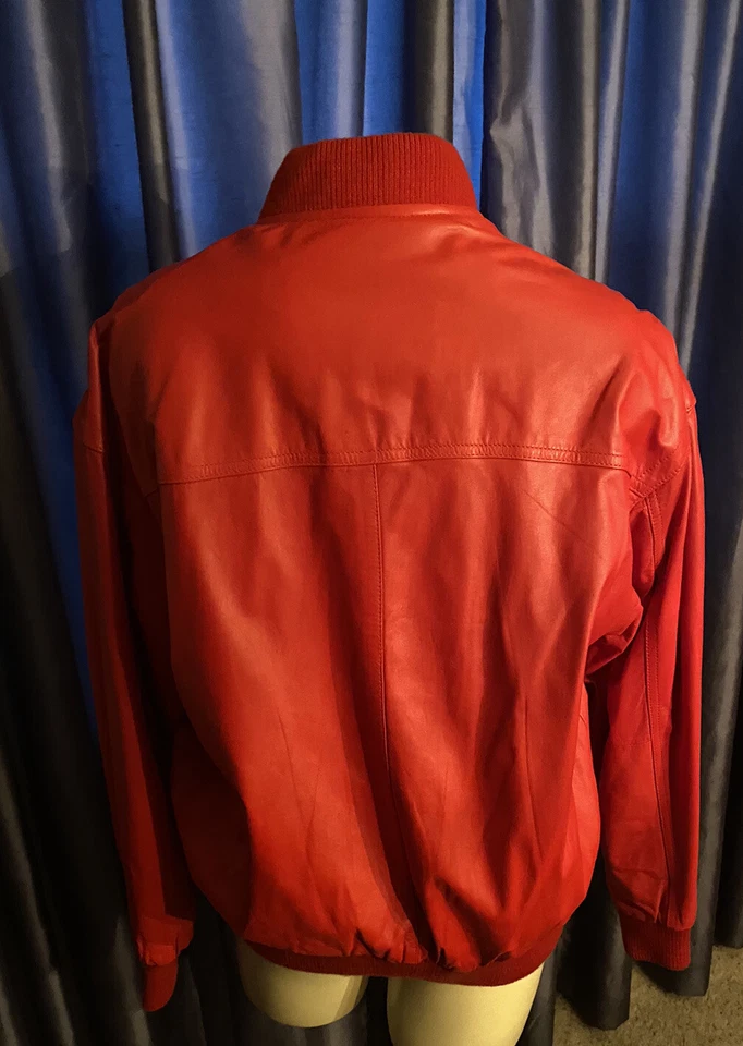 Chaqueta bomber vintage Avanti Firo CUERO MOTO roja talla L Foto 3 de 4