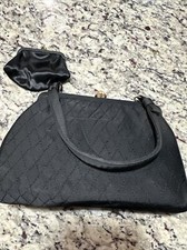 Vtg After Five Box Purse Evening Bag with Coin Purse Gold Rhinestone USA Mad Men