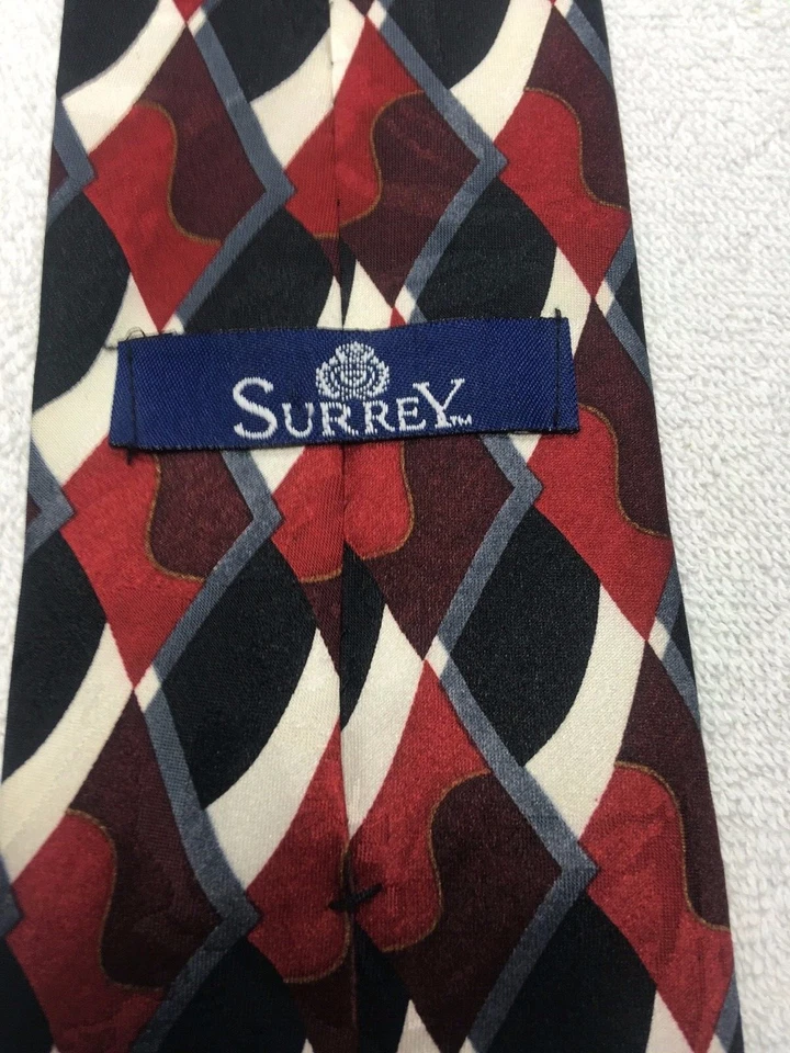 CORBATA HOMBRE SURREY NEGRO GRIS BORGOÑA ROJO 3,75 X 58 Foto 4 de 4