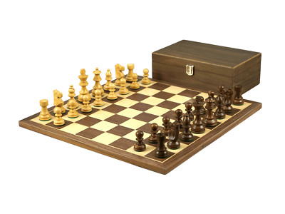 Nussbaum Schachspiel 16 Zoll mit gewichtetem Sheesham französischer Ritter Schachfiguren 3 Zoll