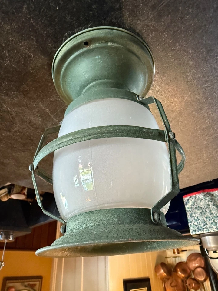 老式艺术品和摇篮铜制任务玻璃笼子建筑灯固定 — 第 4/4 张图片