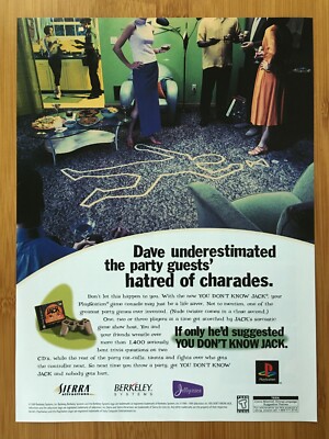 You Don't Know Jack PS1 PC 1999 Vintage Print Ad/Poster Official Video Game Art