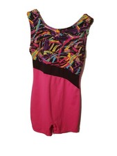 DANSKIN Freestyle S Geometric Poly Stretch Unitard Graffiti Gymnastics