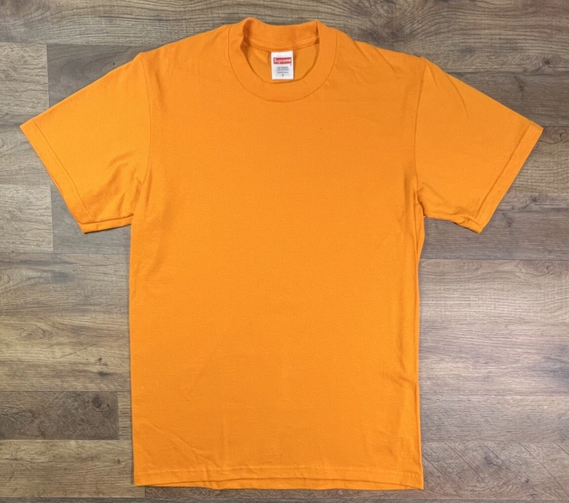 T shirt Supreme Blank manches courtes coton pré coupé orange petit fabriqué aux États Unis.