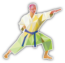 Karate Triangulated Sport Car Bumper Sticker Decal 5" x 5"