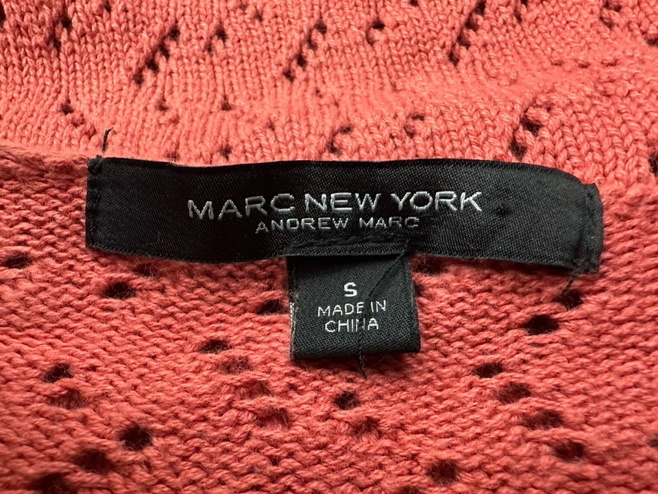 Andrew Marc Нью-Йорк выцветший розовый оборки v-образным вырезом вязаный свитер женщин размер маленький - Изображение 3 из 4