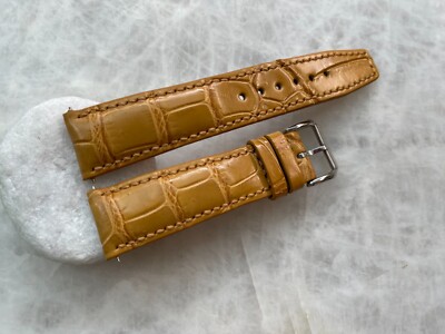 21mm/18mm Yellow Alligator Crocodile Embossed Leather Watch Strap Band