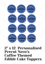Caffe Nero Personalised Birthday Pre Cut Edible Cupcake Toppers 12 x 2"