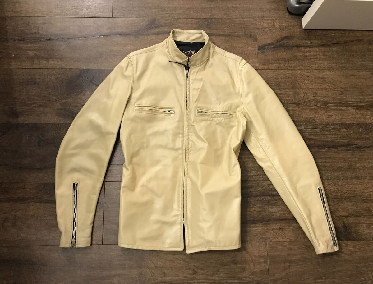 Original Vintage Cream Buco J-100 Steerhide Cafe Racer Original Vintage Cream Buco J-100 Steerhide Cafe Racer