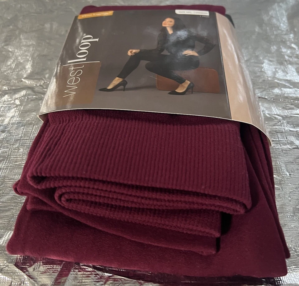 West Loop Women’s Fleece Leggings Cranberry Size: M/L Elastic Waist Full Length - Image 4 of 4