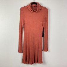 Lulus Turtleneck Long Sleeve Knit Dress Size XL Rust Open Back Stretch