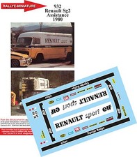 DECALS 1/43 REF 0932 RENAULT SG2 ASSISTANCE RALLYE RENAULT 5 TURBO RAGNOTTI 1981