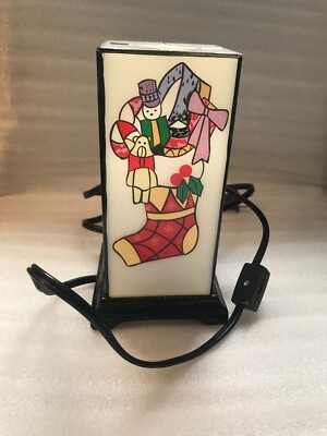 Christmas table light vintage stocking and nut cracker