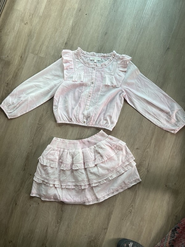 Love Shack Fancy Girls 12 Y Soft Cotton Skirt And Top Pink