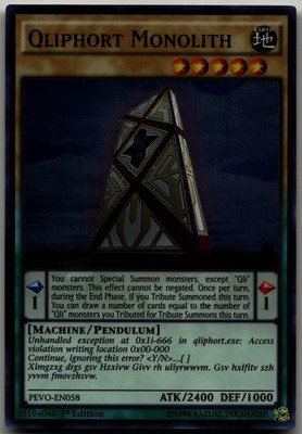 Qliphort Monolith Super Rare Pendulum Evolution PEVO-EN058 LP