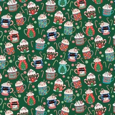 Hot Cocoa Mugs-Christmas Miniatures-All Over-P&B Textiles-BTY