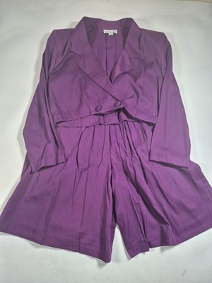 Vintage Women's Size 10 Purple Blazer Short Sleeve Shorts Combo ELLEN FIGG