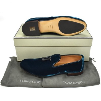 NWT $1,490 TOM FORD Petrol Green Velvet Nicolas Tassel Loafers 9 Men's AUTHENTIC