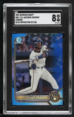 2022 Bowman Draft Chrome Blue Refractor 82/150 Jackson Chourio #BDC-115 1j7t
