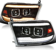 Matte Black Projector Headlights W/Sequential Switchback LED Turn Signal Compati