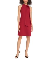 Vince Camuto Bow-Neck Halter Dress Women's 16 Bordeaux Solid Back Zip Closure