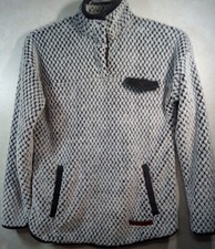 Simply Southern Plush Fleece Pullover Women S White Gray 1/4 Snaps Long Sleeve