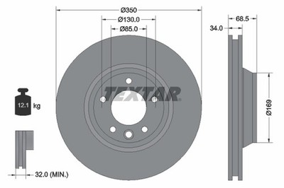 1x TEXTAR Bremsscheibe PRO+ 92121805 für CAYENNE PORSCHE TOUAREG Q7 AUDI VW 7LA