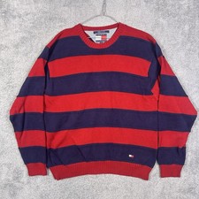 Vintage Tommy Hilfiger Sweater Men  s XL Rugby Stripe 100 Cotton Knit Crewneck