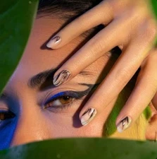 Color Street Nail Polish Strips~Tropical Vines~Clear Base Black Vine Designs