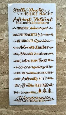 Rub on Transfer Sticker Set 1 Sheet Christmas Fonts Gold Approx 11 x 24cm