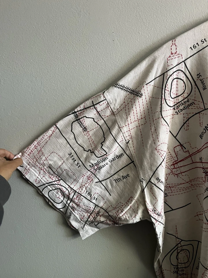 Camiseta De Colección Y2K 212NYC Blanca Mapa de la Ciudad de Nueva York AOP Hip Hop Rap Para Hombres Talla 2XL Foto 4 de 4