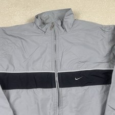 Vintage Nike Windbreaker Jacket Mens Large Gray Mini Swoosh Y2K