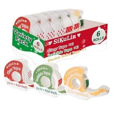 Tape,Gift Wrapping Tape, 6 Rolls with Dispensers, Includes Invisible, Double
