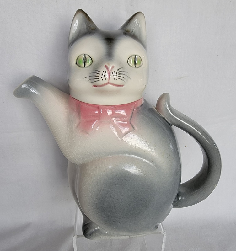 Vintage 1940s Erphila 6700A Ceramic Cat Teapot - Made In U.S. Zone Germany