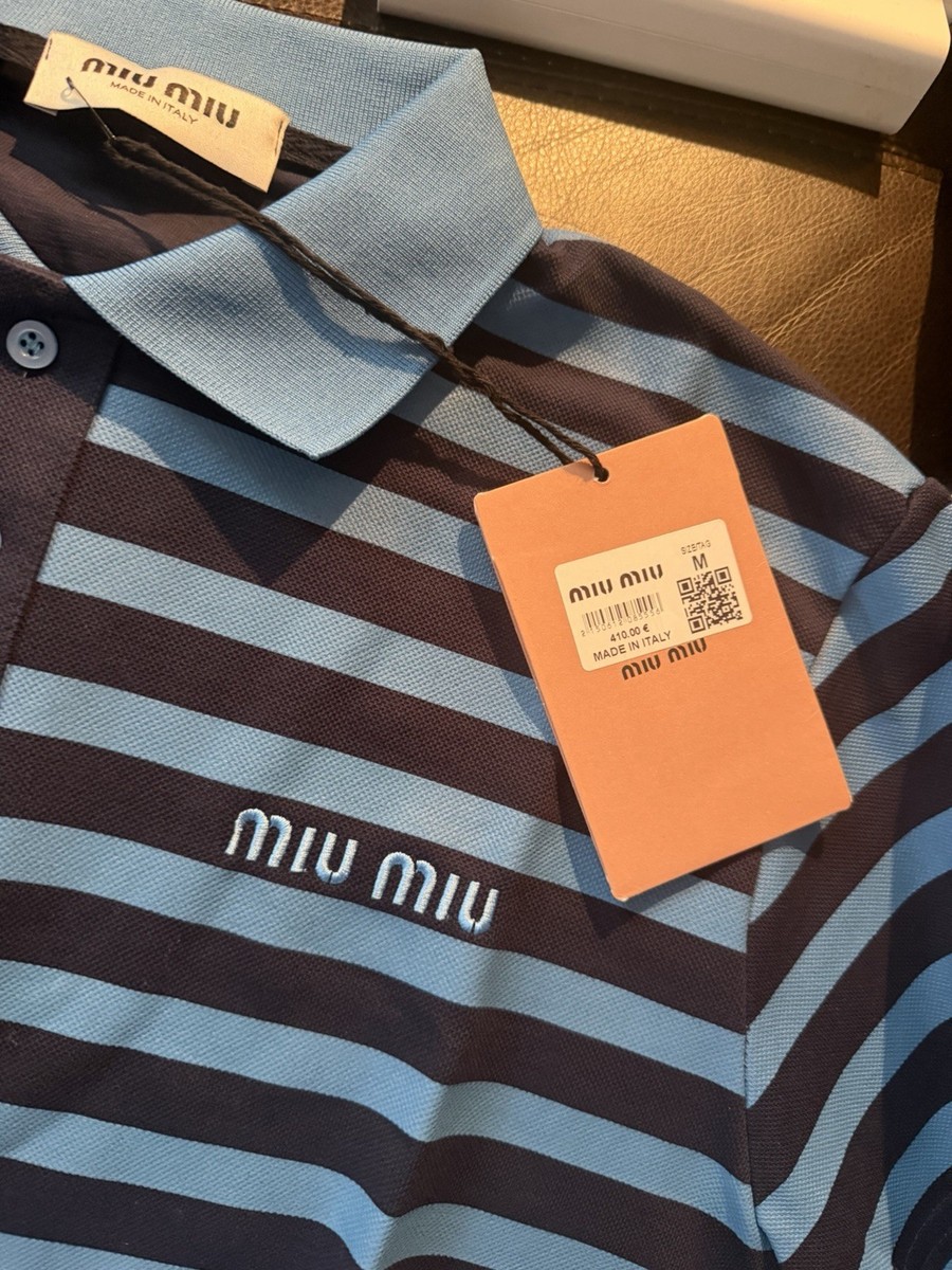 MIU MIU チャイナシャツ ネイビー Miu Miu T Shirt For Men-MEDIUM DARK NAVY,LIGHT BLUE.Fast Free