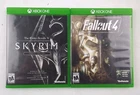 Skyrim Special Edition & Fallout 4 Xbox One 2 Game Bethesda Bundle Lot CIB + Map